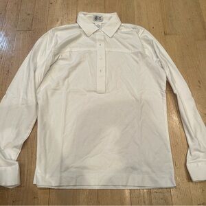 Leon Levin Appleseeds 1/2  Button Up Shirt Womens Size Small White Long Sleeve